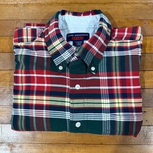 Mark Alexander Sport Red Plaid 100% Cotton Button Down Shirt Size L